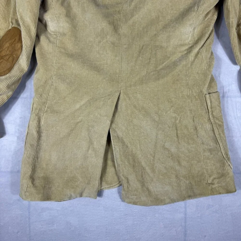 Vtg Brad Whitney‎ Men's Corduroy Blazer Beige Elbow Patch Lined Single Breasted